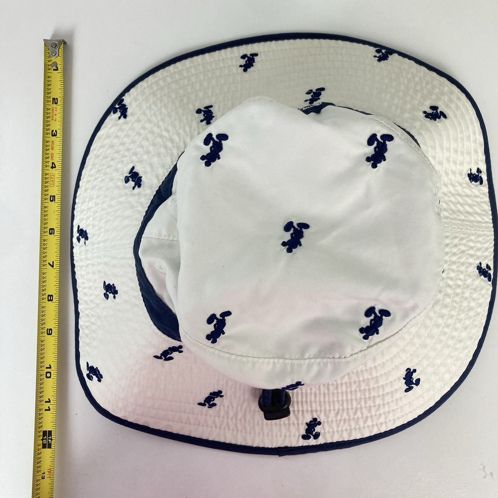 Walt Disney Parks Wide Brim White‎ Sun Hat Navy Blue Mickey Mouse Print Adult OS - Picture 6 of 7